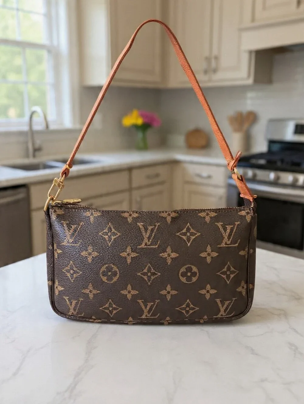 Louis Vuitton Monogram Canvas Pochette Accessoires Y2K Shoulder Bag🔥